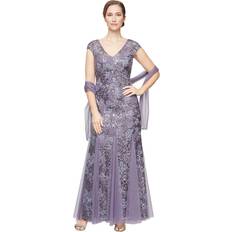 18/20/22/24/26/28/30 - Purple Dresses Alex Evenings Plus Womens Sequined Special Occasion Dress multi