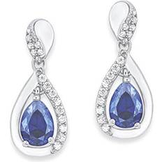 Örhängen 925 Sterling Silver droppformade blå cirkonia