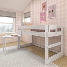 Twin bed with desk Max & Lily Twin Low Loft Bed with Hook on Desk Modern Farmhouse Bed Wash