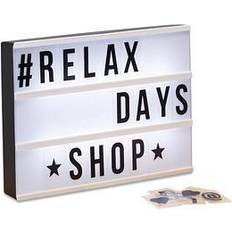 Relaxdays Ljuslåda, ljusbox set tecken, bokstäver, LED-ljusskylt Förvaringslåda