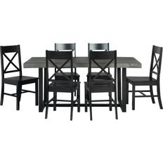 Walker Edison C72DSTRGBL-7 Dining Set 36x72" 7