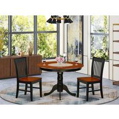 Table with two chairs East West Furniture HLNO3-BCH-W 3Pc Kitchen Chair