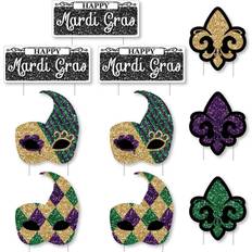 Purple Garlands Big Dot of Happiness Mardi Gras Lawn Decor Outdoor Masquerade Party Yard Decor 10 Pc Purple Purple