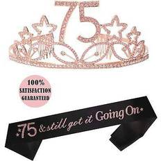 Birthdays Photo Props, Party Hats & Sashes 75th birthday gifts for women, 75th birthday tiara and sash pink, happy 75th bir