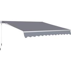 Fjärrkontroll Terassmarkiser OutSunny Terrassmarkis Med Handvev 3,5 x 2,5 m Grå Aluminium + Polyester