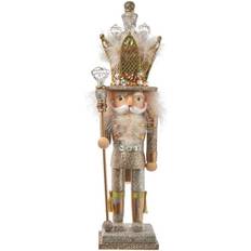 Kurt Adler Hollywood Platinum & Gold Glitter King Nutcracker Christmas Figurine