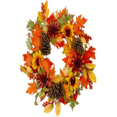 Orange Decorations Northlight Sunflower Pine Cone Artificial Thanksgiving Wreath Decoration