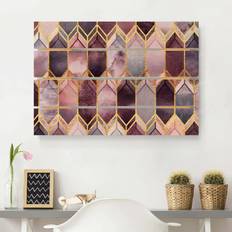 Artigianato Holzbild Plankenoptik Glasmalerei geometrisch Rosé Gold