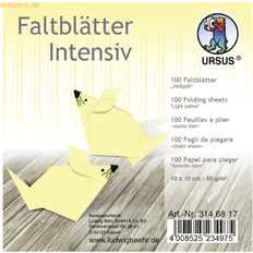 Gelb Scrapbooking Ursus Ludwig Bähr Faltblätter Intensiv Uni 10x10cm VE=100 Blatt hellgelb