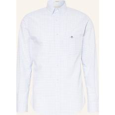 Gant Reg Poplin Gingham Skjorta - Ljusblå