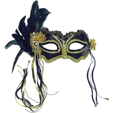 Dance & Disco Eye Masks Bristol Novelty Metallic Side Feather Eye Mask