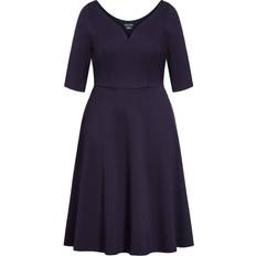 City Chic Cute Girl Elbow Sleeve Dress Plus Size - Navy