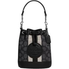 Coach Black Bucket Bags Coach Mini Dempsey Bucket Bag In Signature Jacquard With Stripe - Silver/Black Smoke Black Multi