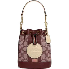 Purple Bucket Bags Coach Mini Dempsey Bucket Bag In Signature Jacquard With Stripe - Wine Multi