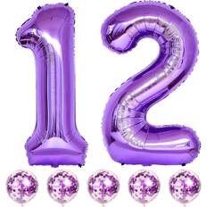 Number Balloons 12 Purple