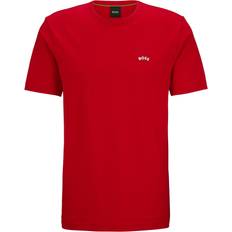 HUGO BOSS Red T-shirts HUGO BOSS Mens Red Athleisure Logo-print Cotton-jersey T-shirt