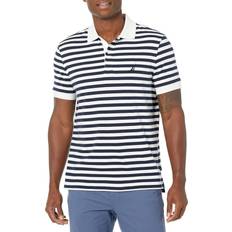 Nautica Men Polo Shirts Nautica Classic Fit 100% Cotton Soft Short Sleeve Stripe Polo Shirt - Bright White