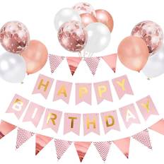 Party Garlands Yelyan Garlands Happy Birthday Banner Balloons Rose Gold