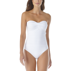 Anne Cole Twist Front Shirred One Piece - White