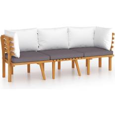 vidaXL Muebles jardín 3 piezas con cojines madera maciza acacia Conjunto de Sala de Exterior, Mesa incl. 3 Sofás