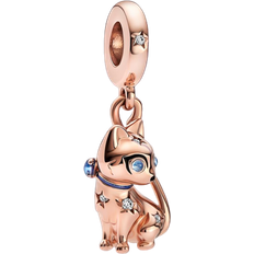 Pandora Sparkling Pet Cat Dangle Charm - Rose Gold/Blue/Transparent