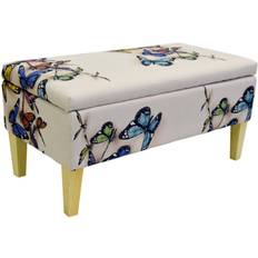 White Storage Benches BUTTERFLY Storage Bench