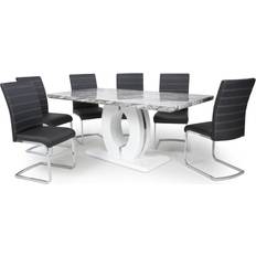 Neptune Black/Grey Dining Set 90x180cm 7pcs