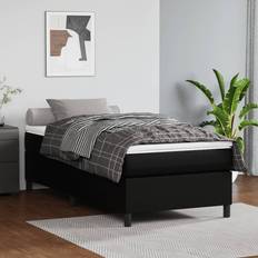 vidaXL 90x190 cm Kunstlæder Sort Sengeramme
