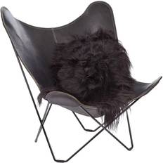 Natures Collection Islandsk langhåret Lammeskind 90-100cm Blacky Sort cm