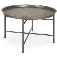 Kate and Laurel Mahdavi Boho-Chic Hammered Metal Tray Brushed Silver Coffee Table