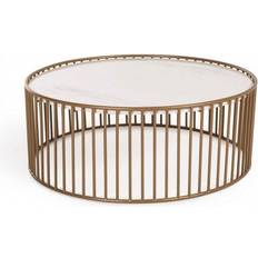 Furniture Benjara Round Slated Metal Coffee Table