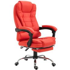 Red leather office chairs Homcom PU Leather Reclining Rolling Red Office Chair 50"