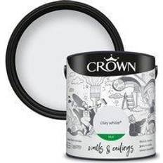 Crown Wall Paints - White Crown & Ceilings Silk Emulsion Clay Wall Paint White 2.5L