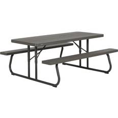 Mesas de camping Lifetime Folding Table Wood Brown Picnic Steel Plastic 183 x 74 x 145 cm