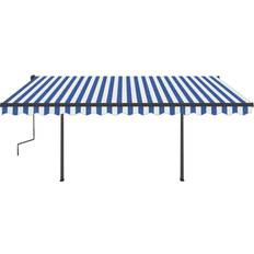 Giardino e Ambiente Esterno vidaXL Tenda Automatica Con Sensore Vento E Led 4.5x3.5 m Blu