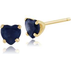 Smycken Gemondo Petite Heart Blue Sapphire Stud Earrings in 9ct Yellow Gold