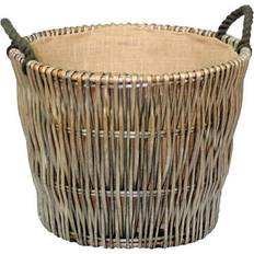Brown Boxes & Baskets RED HAMPER Wicker Round Hessian Lined Log Basket