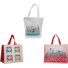 White Totes & Shopping Bags Puckator Handy Cotton Zip Up Shopping Bag London Icons