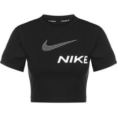 Donna - Fitness & Palestra Top Nike Women's Short-Sleeve Cropped Graphic Training Top - Black/White