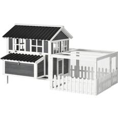 Pawhut Wooden Chicken Coop with Run for 4 Chickens, Hen