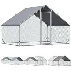 Galvanized metal chicken coop Pawhut Large Metal Chicken Coop, Walk-in Poultry Cage Hen Playpen