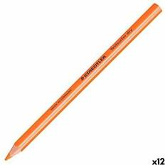 Lápices de Color Staedtler trockener Textmarker Buntstift, neon orange, ergonomische Dreikantform, ideal für dünnes Papier, 12 Trockentextmarker im Kartonetui, 128 64-4