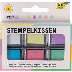 Vita Stämpeldynor Stämpelkudde set pastell, 6 stämpelkuddar, i olika färger, idealisk för dekoration av kort och andra pysselarbeten