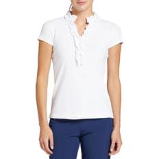 Women - XXS Polo Shirts UPF Luxletic Frida Ruffle Polo Top Resort White