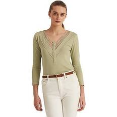 Lucky Brand Women Underwear Lucky Brand Lace-trim Henley Top In Ranch Sage