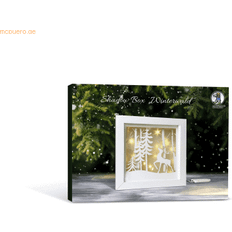 3d stjärna Ursus 21510001F Shadow Boxes vinterskog, ca 19 x 19 x 4 cm, pysselset med 3 ark pysselkartong, 3D-stjärna effektfilm, LED-mikroljuskedja, tejp, inklusive hantverksinstruktion, vit