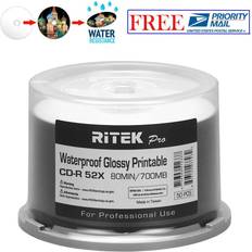 Optical Storage Ritek Pro CD-R 52X 700MB Shiny Silver Lacquer Silk Screen 100 Pack