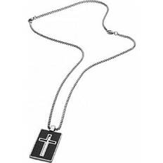 Police Men Necklaces Police Stainless Steel Pendant with Rectangular Charm, Silver, Men