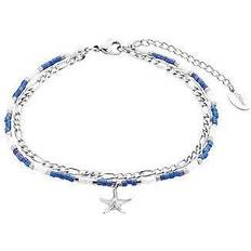 Fußkettchen s.Oliver Zweireihige Fußkette aus Edelstahl, blau,weiß