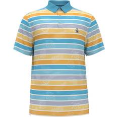 Recycled Fabric Polo Shirts Original Penguin Men's Resort Stripe Print Golf Polo Shirt - Aquarius Blue